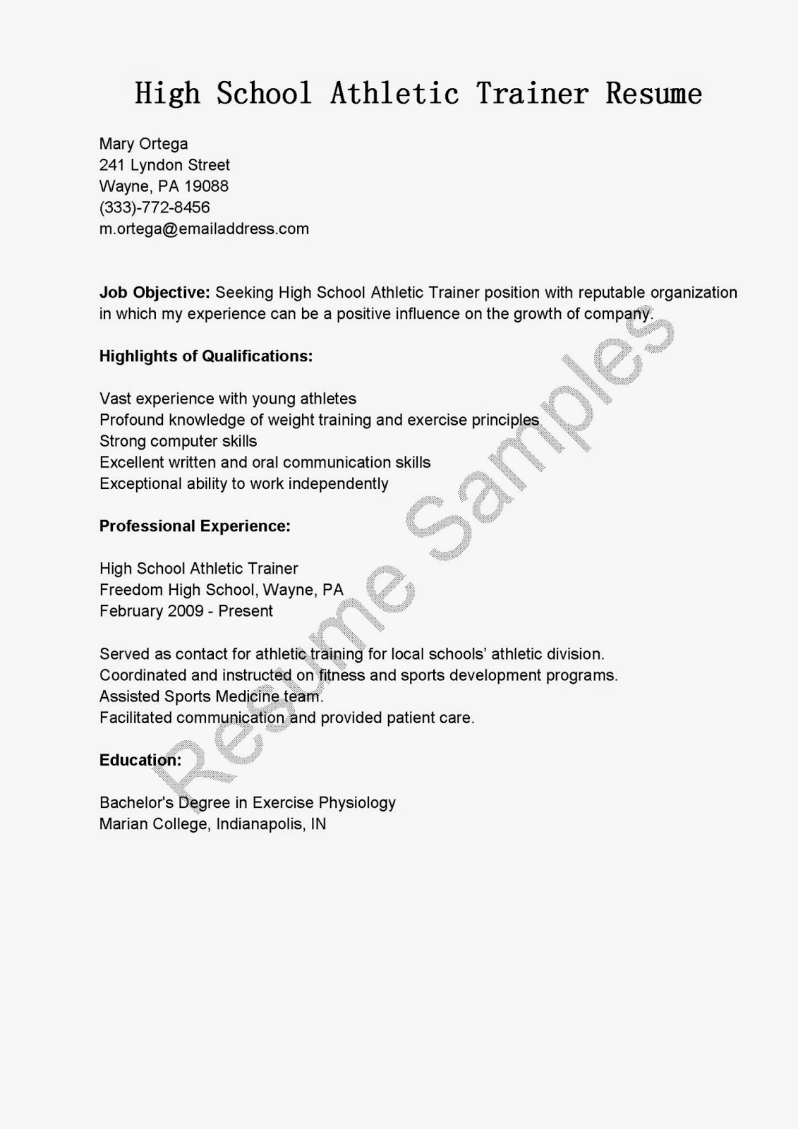 High school athletic director cover letter